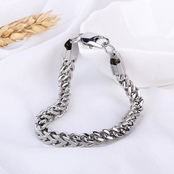 link, chain 1pc stainless steel man women press flat hand bracelet with titanium for gift drop may21, Black
link, chain 1pc stainless steel man women press flat hand bracelet with titanium for gift drop may21, Black