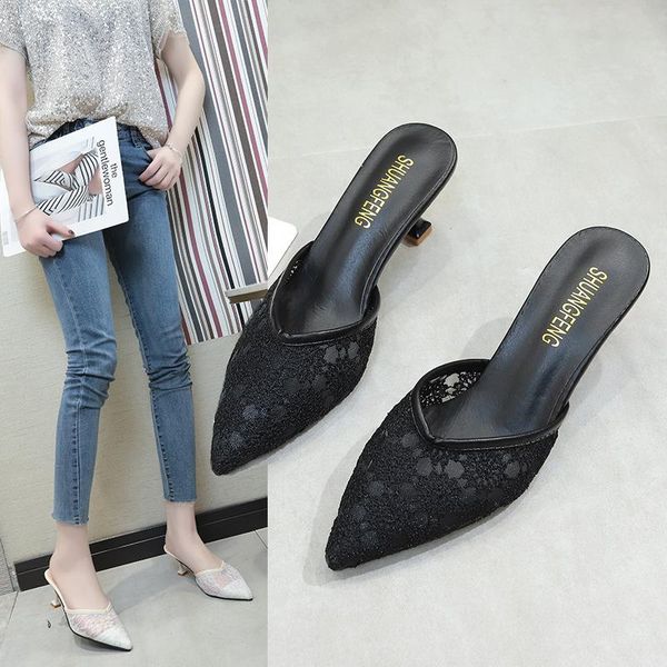 thin heels pointed toe shoes ladies' slippers low lace heeled mules slipers women high 2021 pumps rome cotton fabric rubber slid, Black
thin heels pointed toe shoes ladies' slippers low lace heeled mules slipers women high 2021 pumps rome cotton fabric rubber slid, Black