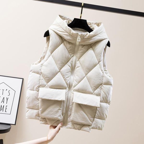 women's vests women plus size warm short vest casual sleeveless jacket hooded stand collar big pockets cotton padded thick outerwear, Black;white
women's vests women plus size warm short vest casual sleeveless jacket hooded stand collar big pockets cotton padded thick outerwear, Black;white