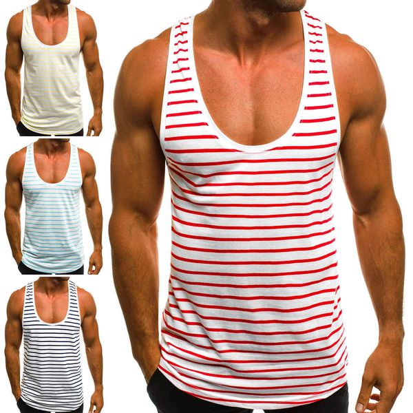 men' tank high street sleeveless sports vest running striped loose men' 20027 t2mt, White;black
men' tank high street sleeveless sports vest running striped loose men' 20027 t2mt, White;black