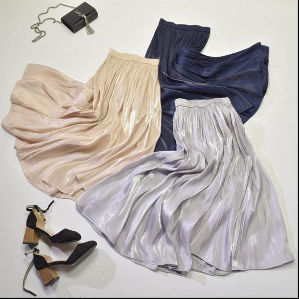 silk satin midi cusual pleated women skirt korean style chiffon beach summer skirts womens with elastic waist, Black
silk satin midi cusual pleated women skirt korean style chiffon beach summer skirts womens with elastic waist, Black