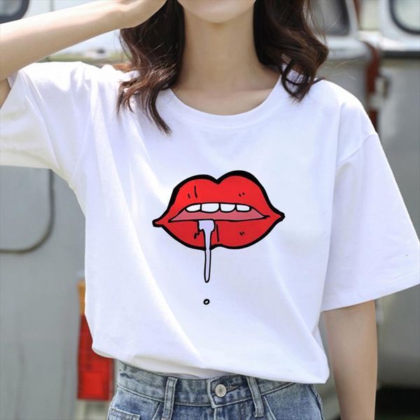 big red lips and men women summer short sleeve kawaii tumblr harajuku aesthetic white tees, White;black
big red lips and men women summer short sleeve kawaii tumblr harajuku aesthetic white tees, White;black