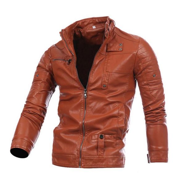 men's leather & faux leather jacket, s-neck coat, men's motorcycle clothes, coat., Black
men's leather & faux leather jacket, s-neck coat, men's motorcycle clothes, coat., Black