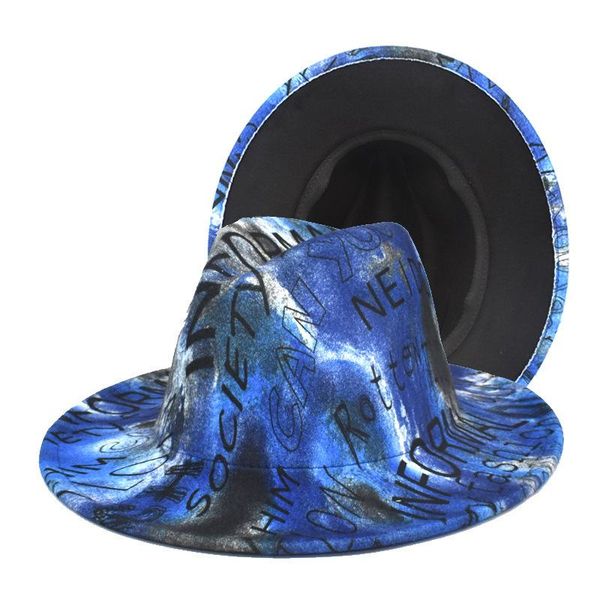 wide brim hats jazz hat double-sided tie-dye woolen dress big rim felt ink painting sun visor fedora women, Blue;gray
wide brim hats jazz hat double-sided tie-dye woolen dress big rim felt ink painting sun visor fedora women, Blue;gray