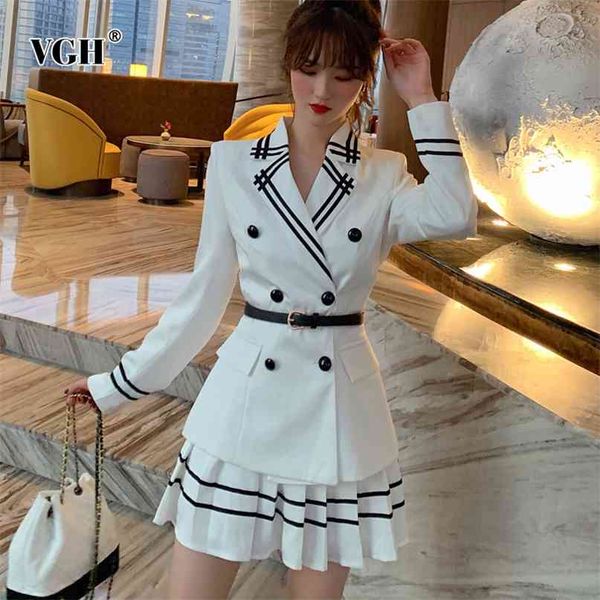 white two piece set for women notched long sleeve sashes slim high waist mini pleated skirts causal sets female fashion 210531
white two piece set for women notched long sleeve sashes slim high waist mini pleated skirts causal sets female fashion 210531