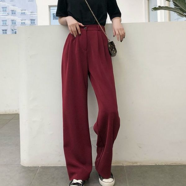 women pants high waist leisure solid wide leg trousers loose korean style all-match simple chic ulzzang long 210510, Black;white
women pants high waist leisure solid wide leg trousers loose korean style all-match simple chic ulzzang long 210510, Black;white
