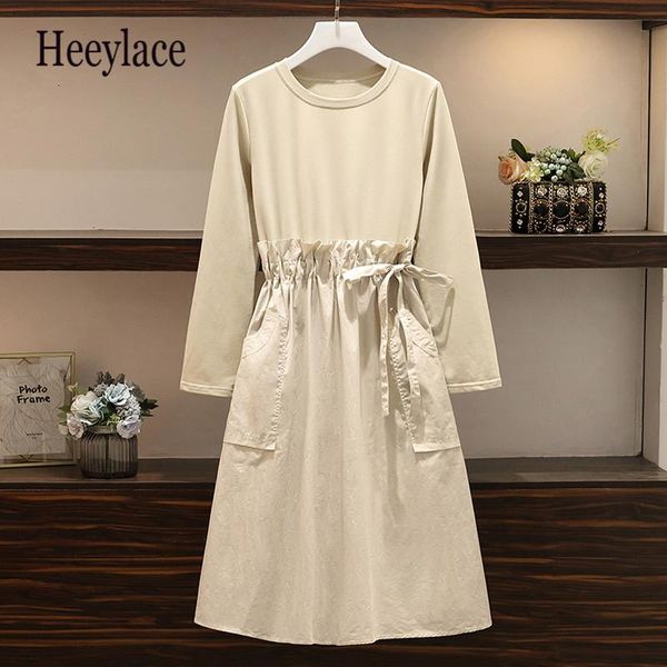casual dresses women autumn plus size loose patchwork t shirt dress o-neck long sleeve korea slim pocket bandage midi elegant vestidos, Black;gray
casual dresses women autumn plus size loose patchwork t shirt dress o-neck long sleeve korea slim pocket bandage midi elegant vestidos, Black;gray