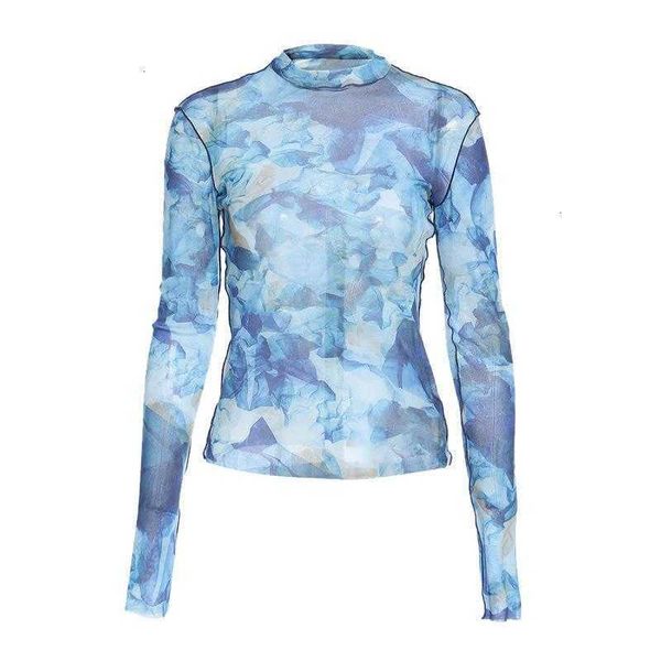 women's t-shirt high street women autumn fashion blue rendering mesh yarn see-through elastic long sleeve slim shirt clothing 0foq, White
women's t-shirt high street women autumn fashion blue rendering mesh yarn see-through elastic long sleeve slim shirt clothing 0foq, White