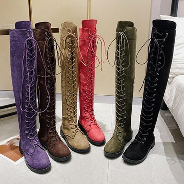boots women over the knee suedes pu leather lace up autumn platform thick bottom solid color slip on female lady shoes plus size, Black
boots women over the knee suedes pu leather lace up autumn platform thick bottom solid color slip on female lady shoes plus size, Black