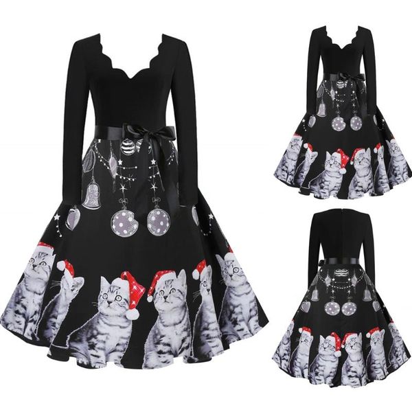 & vintage sleeveless christmas dress print housewife dresses woman party night evening prom black robe noel femme casual, Black;gray
& vintage sleeveless christmas dress print housewife dresses woman party night evening prom black robe noel femme casual, Black;gray