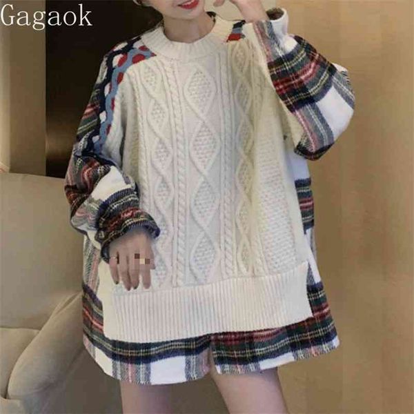 streetwear women patchwork knitted sweater spring autumn o-neck plaid full loose casual harajuku wild pullover 210531, White;black
streetwear women patchwork knitted sweater spring autumn o-neck plaid full loose casual harajuku wild pullover 210531, White;black