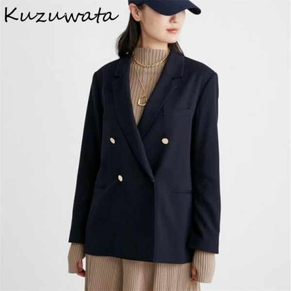 kuzuwata autumn women's clothing v neck double breasted nine quarter sleeve pocket suits japanese office lady blazers 211019, White;black
kuzuwata autumn women's clothing v neck double breasted nine quarter sleeve pocket suits japanese office lady blazers 211019, White;black