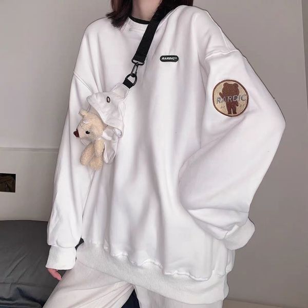 women's jackets moletom estilo coreano com capuz branco, pulôver de grandes dimensões kawaii harajuku, moda urbana fofa e preta bolsa r, Black;brown
women's jackets moletom estilo coreano com capuz branco, pulôver de grandes dimensões kawaii harajuku, moda urbana fofa e preta bolsa r, Black;brown