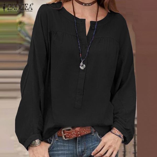 women's blouses & shirts elegant solid womens spring zanzea 2021 casual puff sleeve blusas female o neck button tunic chemise, White
women's blouses & shirts elegant solid womens spring zanzea 2021 casual puff sleeve blusas female o neck button tunic chemise, White