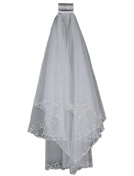 bridal veils white ivory two layer elbow length beaded edge sequins wedding veil with plastic comb accessories, Black
bridal veils white ivory two layer elbow length beaded edge sequins wedding veil with plastic comb accessories, Black
