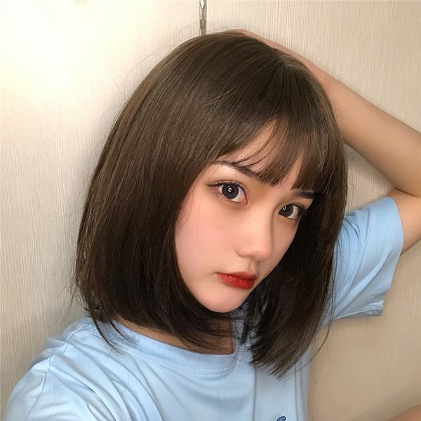 japanese and korean fashion wig female air bangs short hair bobhaircut chemical fiber wig manufacturer one piece, Black
japanese and korean fashion wig female air bangs short hair bobhaircut chemical fiber wig manufacturer one piece, Black