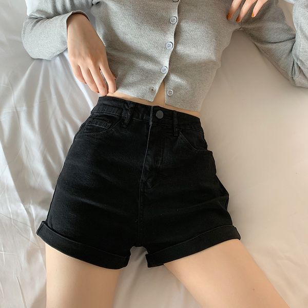 women's shorts hemmed slim jeans new 2021 summer high waist black skinny pants chic, White;black
women's shorts hemmed slim jeans new 2021 summer high waist black skinny pants chic, White;black