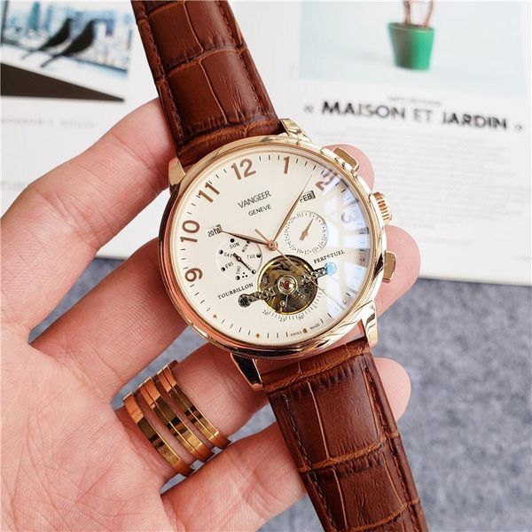 wristwatches men's tourbillon automatic mechanical wristwatch simple classic design replacement watch steel watchband clock gif, Slivery;brown
wristwatches men's tourbillon automatic mechanical wristwatch simple classic design replacement watch steel watchband clock gif, Slivery;brown
