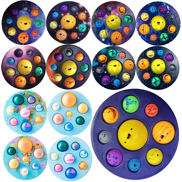 earth planets simple dimple silicone toys cellphone straps fidget sensory bubbles constellation finger popper anxiety reliever decompression