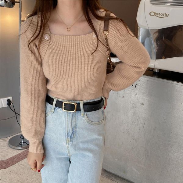 women's sweaters hzirip 2021 autumn women sweater square collar button long sleeve short solid color knitted vintage gentle slim pullov, White;black
women's sweaters hzirip 2021 autumn women sweater square collar button long sleeve short solid color knitted vintage gentle slim pullov, White;black