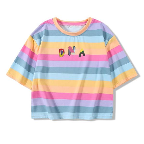women's t-shirt summer letter dna printing tee shirt loose casual korean rainbow stripes design streetwear high street harajuku crop cl, White
women's t-shirt summer letter dna printing tee shirt loose casual korean rainbow stripes design streetwear high street harajuku crop cl, White