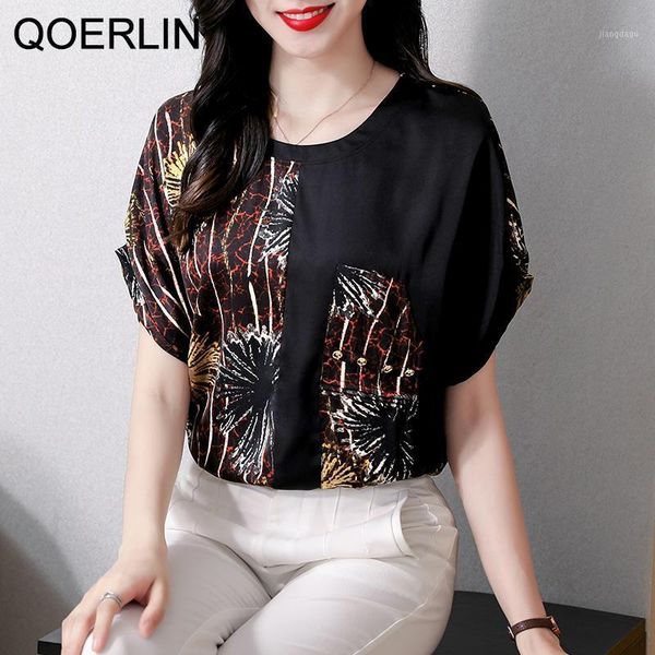 women's blouses & shirts qoerlin elegant o-neck blouse summer 2021 style mom short sleeve printed floral chiffon shirt big size, White
women's blouses & shirts qoerlin elegant o-neck blouse summer 2021 style mom short sleeve printed floral chiffon shirt big size, White