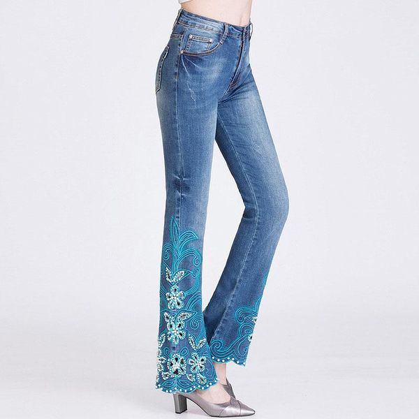 women's jeans plus size high waist embroidered flares hollow out stretch denim skinny cropped bell bottom for women, Blue
women's jeans plus size high waist embroidered flares hollow out stretch denim skinny cropped bell bottom for women, Blue
