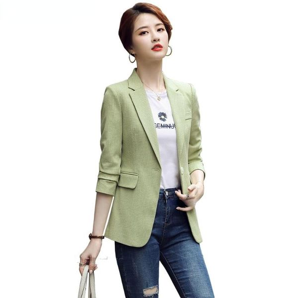 women's suits & blazers 2021 arrival fashion slim one button full sleeve ol blazer jacket women girl gray green plaid fall coat for off, White;black
women's suits & blazers 2021 arrival fashion slim one button full sleeve ol blazer jacket women girl gray green plaid fall coat for off, White;black