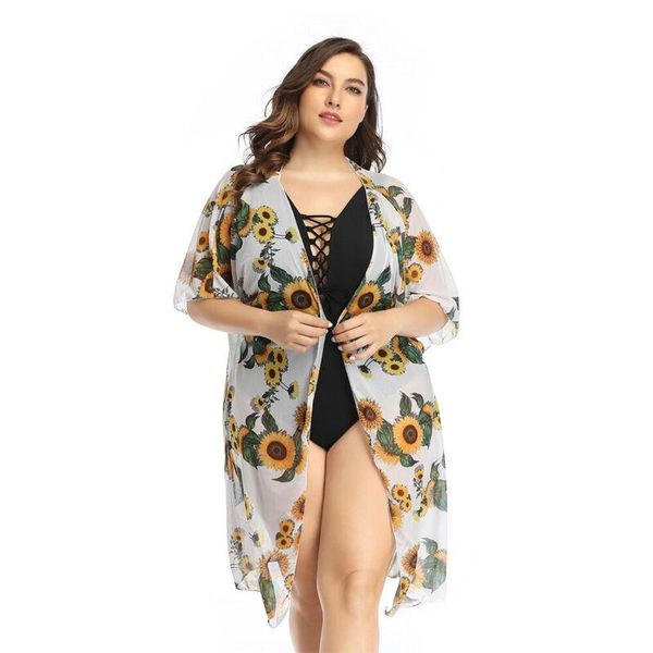 women loose summer floral print flare sleeve half sleeved cardigan cover up swimwear beachwear women's, White;black
women loose summer floral print flare sleeve half sleeved cardigan cover up swimwear beachwear women's, White;black