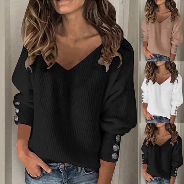 women's sweaters women sweater pure color v-leader button knitting autumn winter warm blouse long sleeve pulls poncho, White;black
women's sweaters women sweater pure color v-leader button knitting autumn winter warm blouse long sleeve pulls poncho, White;black