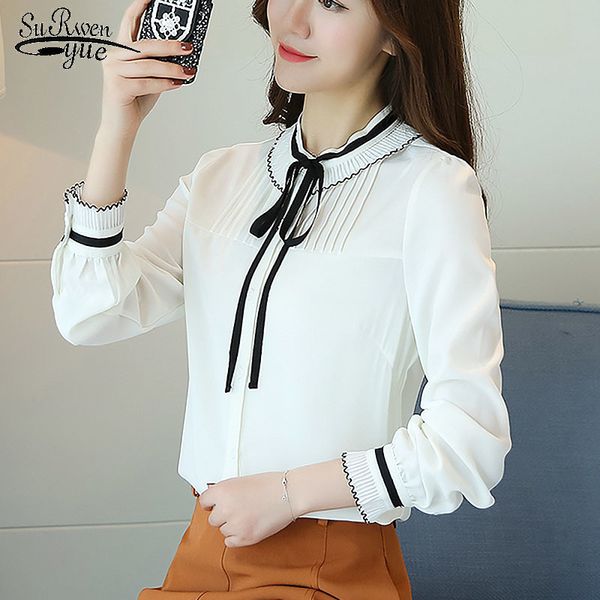 korean women's chiffon blouse fall plus size bow long sleeve women shirt casual slim solid lady's clothes 6054 50 210508, White
korean women's chiffon blouse fall plus size bow long sleeve women shirt casual slim solid lady's clothes 6054 50 210508, White