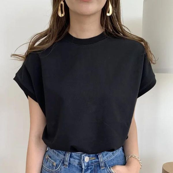 women's t-shirt simple short sleeve round neck plain ladies fashion straight t shirt black basic casual tee 2021, White
women's t-shirt simple short sleeve round neck plain ladies fashion straight t shirt black basic casual tee 2021, White