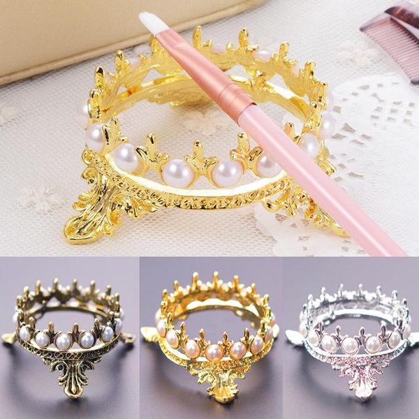 

nail art kits brush holder crown design luxurious metal nails rack carving carrier storage accessory for women fashion
