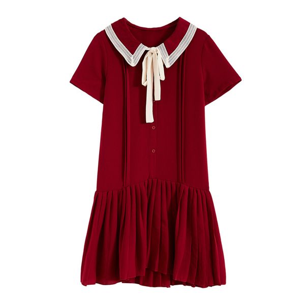 black red turn down collar solid short sleeve bow mini dress summer female preppy style women d1888 210514, Black;gray
black red turn down collar solid short sleeve bow mini dress summer female preppy style women d1888 210514, Black;gray