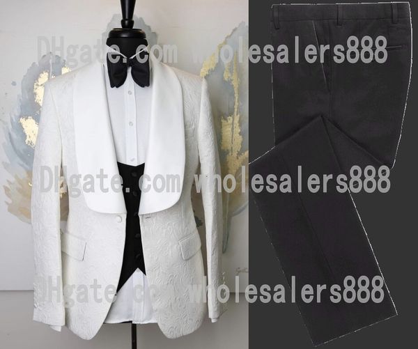 men's suits & blazers men ivory pattern and black groom tuxedos shawl satin lapel groomsmen wedding man 3 pieces ( jacket+pants+ve d6s1, White;black
men's suits & blazers men ivory pattern and black groom tuxedos shawl satin lapel groomsmen wedding man 3 pieces ( jacket+pants+ve d6s1, White;black