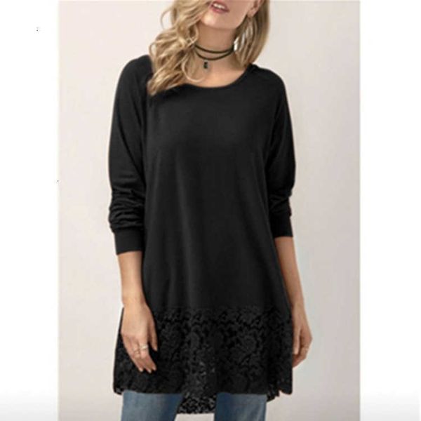women's t-shirt tshirts spring autumn solid color long sleeve crew neck tees lace panelled hooded womens des cds3, White
women's t-shirt tshirts spring autumn solid color long sleeve crew neck tees lace panelled hooded womens des cds3, White