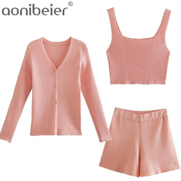 women's tracksuits aonibeier pink grey summer autumn knitted suits slim cardigan + cropped camisole elastic waist shorts 3 piece sets f, Gray
women's tracksuits aonibeier pink grey summer autumn knitted suits slim cardigan + cropped camisole elastic waist shorts 3 piece sets f, Gray