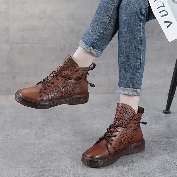 women's boots spring and summer thin hollow leather sandals first layer cowhide baotou women, Black
women's boots spring and summer thin hollow leather sandals first layer cowhide baotou women, Black