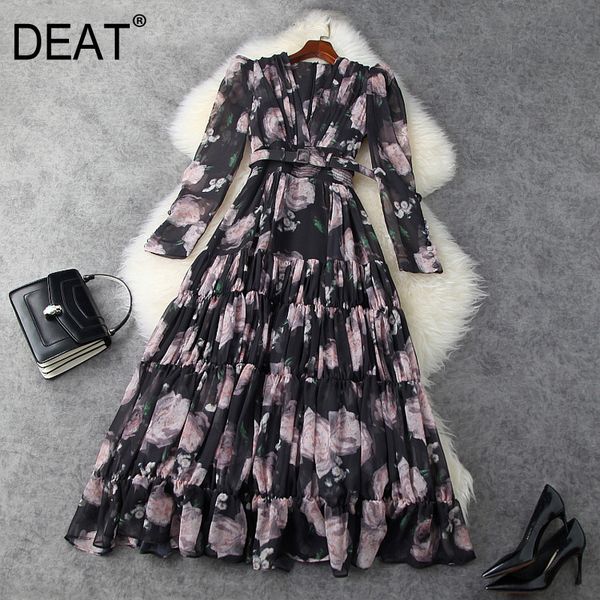 deat women long sleeve dress beach style v collar pink floral pattern mesh cake slim dresses summer fashion 15ht407 210429, Black;gray
deat women long sleeve dress beach style v collar pink floral pattern mesh cake slim dresses summer fashion 15ht407 210429, Black;gray