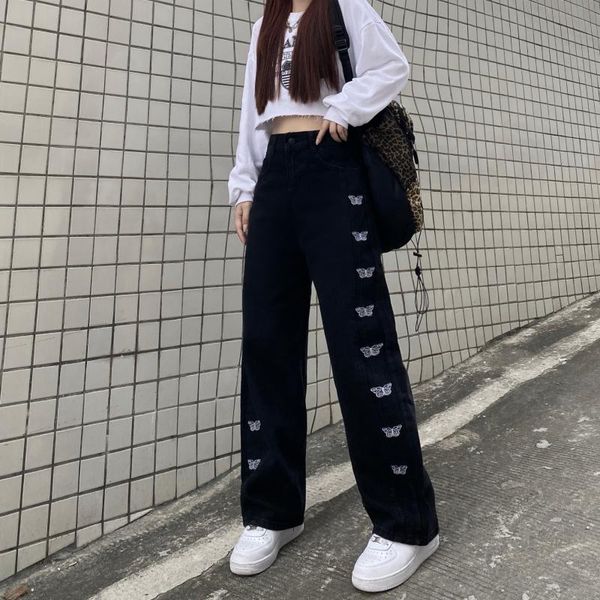 women's jeans high waist for women autumn butterfly embroidery straight casual trousers loose thin bf style wide leg pants trendy, Blue
women's jeans high waist for women autumn butterfly embroidery straight casual trousers loose thin bf style wide leg pants trendy, Blue