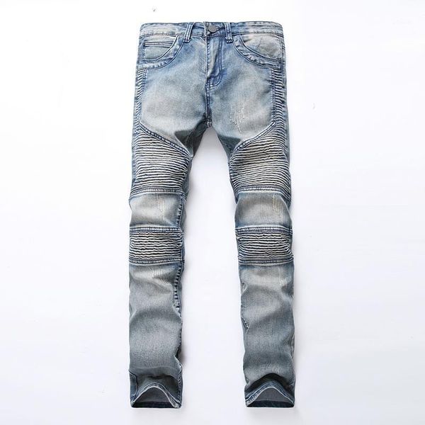 men's jeans biker men casual washed cotton fold straight ripped cowboy elasticity slim denim pants male, Blue
men's jeans biker men casual washed cotton fold straight ripped cowboy elasticity slim denim pants male, Blue