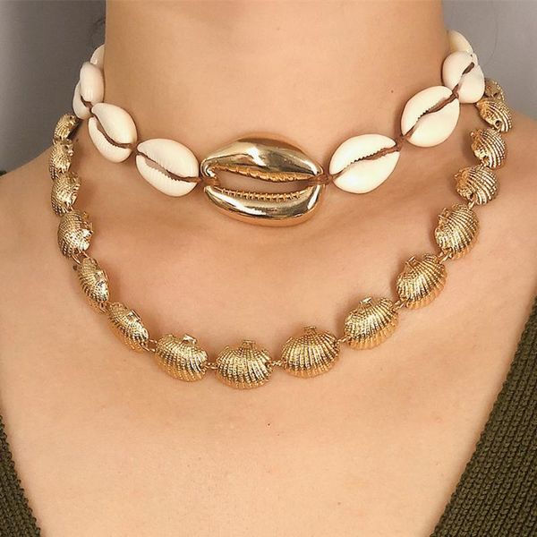 bohemian handmade rope necklace for women vintage fashion gold natural shell chain choker jewelry chokers, Golden;silver
bohemian handmade rope necklace for women vintage fashion gold natural shell chain choker jewelry chokers, Golden;silver