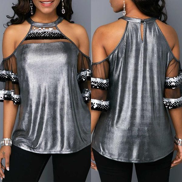 women's t-shirt women off shoulder summer holiday ladies sequins loose short sleeve bling casual t shirt, White
women's t-shirt women off shoulder summer holiday ladies sequins loose short sleeve bling casual t shirt, White