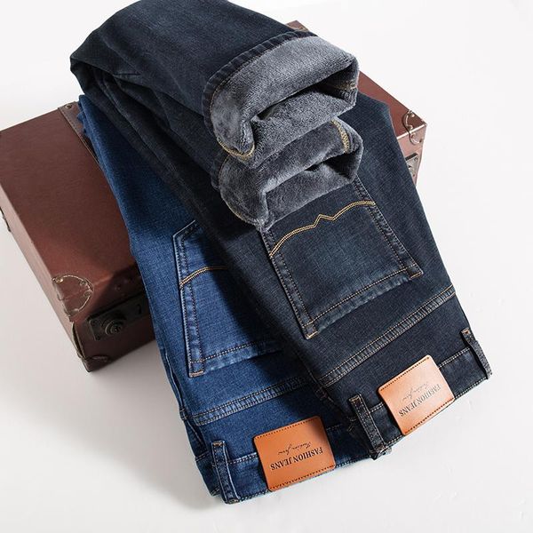 men's jeans 2021 winter brand fitted straight denim classic embroidered fleece thick warm youth fashion slim black blue
men's jeans 2021 winter brand fitted straight denim classic embroidered fleece thick warm youth fashion slim black blue