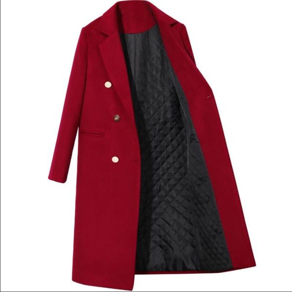 women's wool & blends plus thick autumn winter woolen coat women loose double breasted long overcoat, Black
women's wool & blends plus thick autumn winter woolen coat women loose double breasted long overcoat, Black