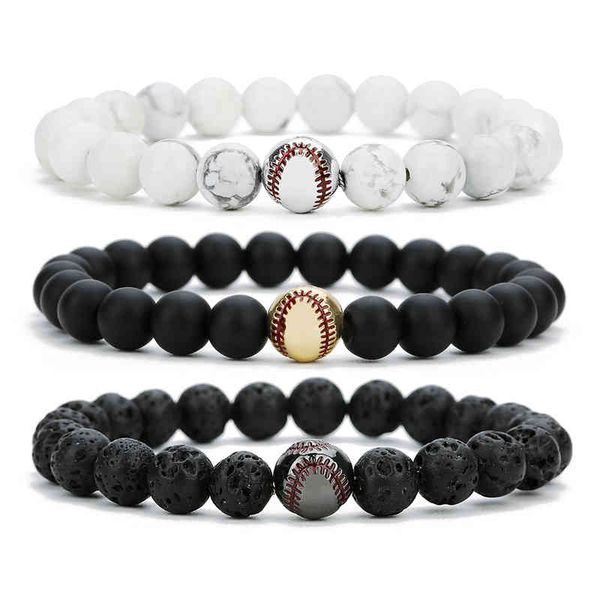 baseball sports bracelet, black and white lava stone nature bracelet men, Golden;silver
baseball sports bracelet, black and white lava stone nature bracelet men, Golden;silver