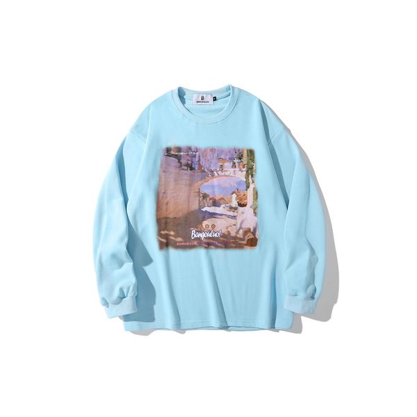landscape painting printed round neck sweater style hoodless pullover street trend loose long sleeve, Black
landscape painting printed round neck sweater style hoodless pullover street trend loose long sleeve, Black