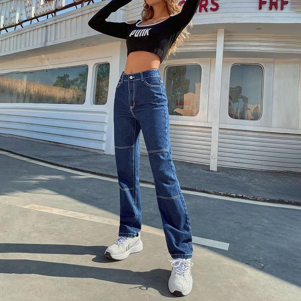 women's jeans 2021 fashion women high waist denim contrast stitching straight leg y2k loose trousers casual street pants, Blue
women's jeans 2021 fashion women high waist denim contrast stitching straight leg y2k loose trousers casual street pants, Blue