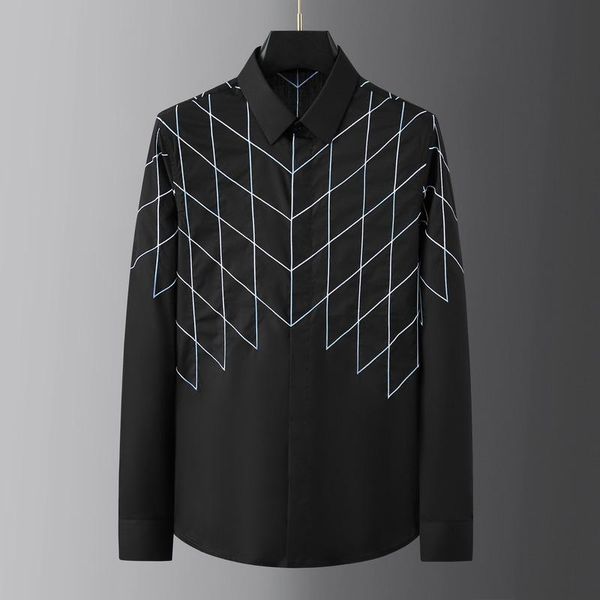 men's casual shirts embroidered plaid long sleeve shirt cotton business formal dress social party tuxedo, White;black
men's casual shirts embroidered plaid long sleeve shirt cotton business formal dress social party tuxedo, White;black