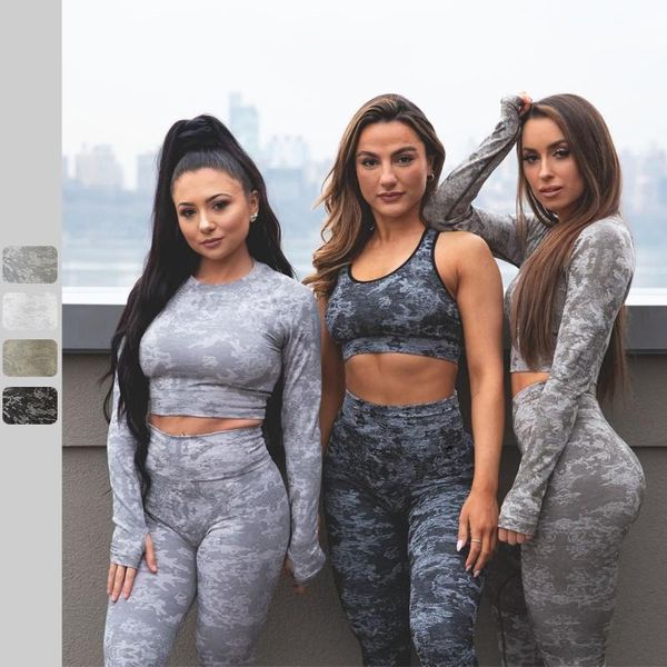 yoga outfit camouflage printed set seamless 2-piece sports suit fitness bra +long sleeve shirt+legging run tights knitting breathable
yoga outfit camouflage printed set seamless 2-piece sports suit fitness bra +long sleeve shirt+legging run tights knitting breathable